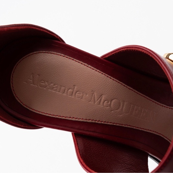 NEW ALEXANDER MCQUEEN Peak Leather Sandals US6 Heel Made in Italy - Picture 5 of 7